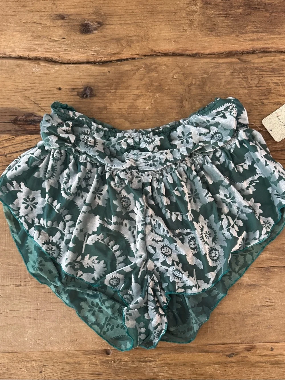 NWT Free People Snow Angel Micro Shorts Velvet Floral Boho Flowy Summer Shorts M